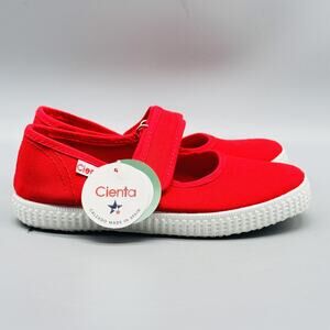 Cienta Shoes Kids Girls 11 Red Canvas Mary Jane Hook & Loop Strap Classic Casual